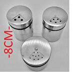 Baharatlık Tuzluk Karabiberlik 3 Ayarlı Başlık, Cam Metal Kaplamalı 2 Adet 8 x 5 Cm 100 ml