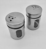 Baharatlık Tuzluk Karabiberlik 3 Ayarlı Başlık, Cam Metal Kaplamalı 4 Adet 8 x 5 Cm 100 ml