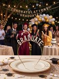 Mezuniyet Taçı Metal Taşlı Lüks Gold Graduate Yazılı Parti Tacı