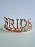 Taç Bride Metal Taşlı lüks gelin taçı rose gold üSTTEN GEÇİRMELİ