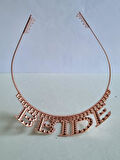 Taç Bride Metal Taşlı lüks gelin taçı rose gold üSTTEN GEÇİRMELİ