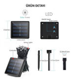 Solar 100 Ledli 12 Metre Gün Işığı Bahçe Aydınlatma Dekorasyon Güneş Enerjili Led Sarı Işık 