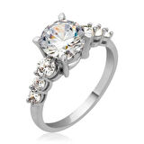 Tek Taş  925 Ayar Gümüş Kadın Yüzük