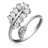 Yaprak Ayarlanabilen 925 Ayar Gümüş  Kadın Yüzük