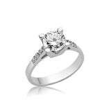 Tek Taş Dört Tırnaklı  925 Ayar Gümüş Kadın Yüzük