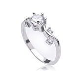 Tek Taş Zirkon Taşlı  925 Ayar Gümüş Kadın Yüzük