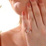 Rose  Çiçek Desenli 925 Ayar Gümüş Kadın Yüzük