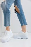 Kadın Beyaz Spor Ayakkabı 6 Cm Yüksek Rahat Air Taban Günlük Sneaker X401