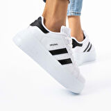 Beyaz-Siyah Kadın Yüksek Taban Günlük Spor Ayakkabı