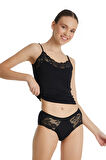 Blackspade Kadın Siyah Dantelli Slip Külot 1311
