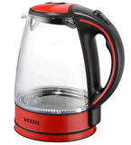 Vestel V-Brunch 2000 Kırmızı Cam Emniyetli Su Isıtıcı Kettle