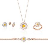 Gümüş Pazarım Papatya Motifli Dörtlü Gümüş set