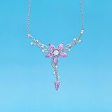 Gümüş Pazarım Pembe Taşlı Manolya Çiçeği Kadın Gümüş Kolye