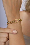 Gümüş Pazarım Altın Kaplama Zincir Model Çelik Kadın Bileklik