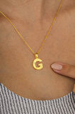 Gümüş Pazarım Altın Kaplama G Harfi Kadın 925 Ayar Gümüş Kolye