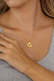 Gümüş Pazarım Altın Kaplama G Harfi Kadın 925 Ayar Gümüş Kolye