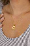 Gümüş Pazarım Altın Kaplama G Harfi Kadın 925 Ayar Gümüş Kolye