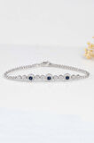 Gümüş Pazarım Safir Taşlı Su Yolu Pırlanta Montür Rodyum Kaplama Gümüş Bileklik
