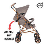 Lüks Baston Bebek Arabası Sırt Yatarlı (Kahve)