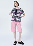 Fashion Friends 22Y0024K1 Bisiklet Yaka Normal Kalıp Baskılı Beyaz Kadın T-Shirt