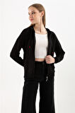 Fashion Friends Kadın Kapüşonlu Sweatshırt 22K0489K1 Siyah