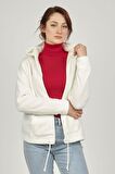 Fashion Friends Kapüşon Yaka Düz Ekru Kadın Sweatshırt 22K0373K1
