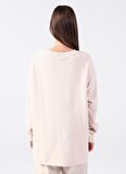 Fashion Friends Bisiklet Yaka Baskılı Bej Kadın Sweatshırt 22K0399K1