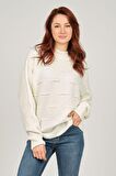 Fashion Friends Kadın Balıkçı Yaka Yarasa Kol Kazak 5373505 Ekru