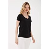23Y0147K1 Fashion Friends Kadın T-Shirt Siyah