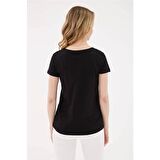 23Y0147K1 Fashion Friends Kadın T-Shirt Siyah