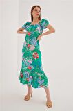 Fashion Friends Kadın Kalp Yaka Desenli Elbise 23Y0555K1