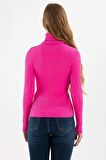 Kadın Fitilli Balıkçı Yaka Kazak 23K0288K1 Fuşya