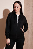 FASHION FRIENDS KADIN FERMUARLI KAPÜŞONLU SWEAT 24K0852K1