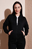 FASHION FRIENDS KADIN FERMUARLI KAPÜŞONLU SWEAT 24K0852K1
