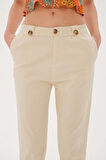 Fashion Friends Düğme Detaylı Kadın Kanvas Pantolon 25Y0312K1