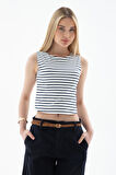 Fashion Friends 25Y0326K1 Kadın Kolsuz Crop Bluz