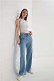 Fashion Friends Geniş Paça Kadın Keten Pantolon 25Y0249K1