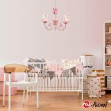 AVONNI AV-1416-BALLERINA Pembe Boyalı Modern Avize E14 Metal Kumaş 52cm