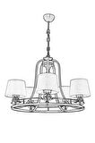 AVONNI AV-1597-5ES Eskitme Kaplama Modern Avize E27 Metal Cam Kumaş 65cm