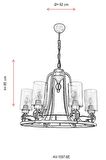AVONNI AV-1597-6E Eskitme Kaplama Modern Avize E27 Metal Cam 62cm