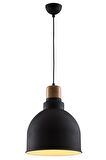 AVONNI AV-4100-A2-BSY-30 Siyah Boyalı Modern Avize E27 Metal Ahşap 30cm