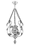 AVONNI AV-65119-TF Krem Ferforje Boyalı Klasik Avize E27 Metal Cam 30cm