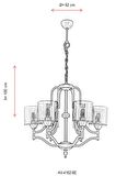 AVONNI AV-4162-6E Eskitme Kaplama Modern Avize E27 Metal Cam 62cm