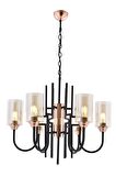 AVONNI AV-4163-6BSY Siyah Boyalı Modern Avize E27 Metal Cam 62cm