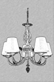 AVONNI AV-65112-5F Ferforje Boyalı Klasik Avize E14 Metal 55cm