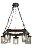 AVONNI AV-60002-5ET Eskitme Kaplama Modern Avize E27 Metal Ahşap Cam 50cm