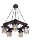 AVONNI AV-60002-5ET Eskitme Kaplama Modern Avize E27 Metal Ahşap Cam 50cm