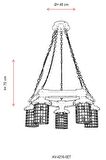 AVONNI AV-60002-5ET Eskitme Kaplama Modern Avize E27 Metal Ahşap Cam 50cm