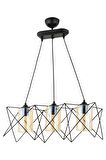 AVONNI AV-65076-3Y-BSY Siyah Boyalı Modern Avize E27 Metal Cam 60x20cm