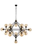 AVONNI AV-60163-21BSY Siyah Boyalı Modern Avize E27 Metal Cam 150cm